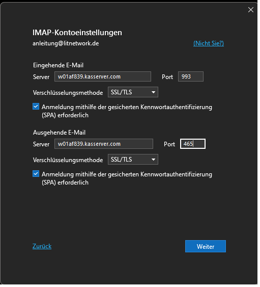Thunderbird neues Postfach Screenshot